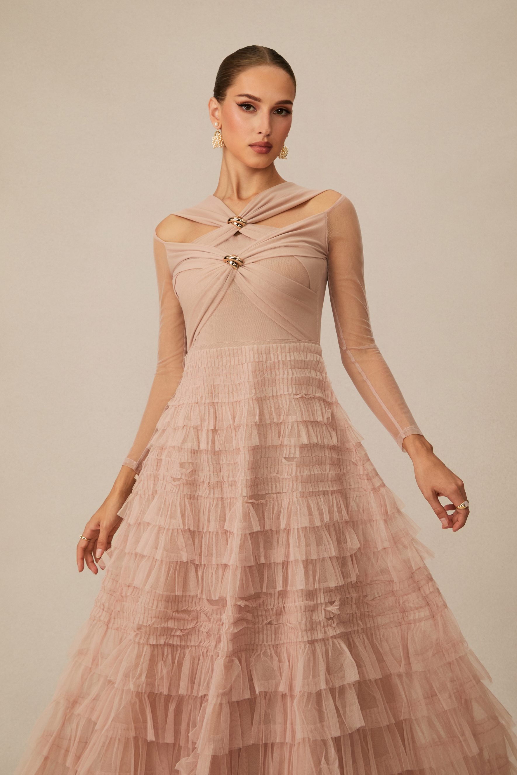 Moments Apricot Layered Ruffle Maxi Dress